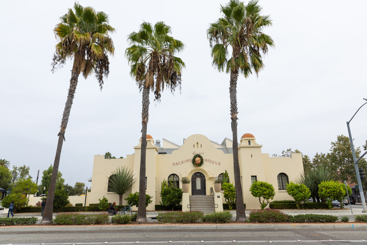 Anaheim Packing District. Palm Trees in Front.